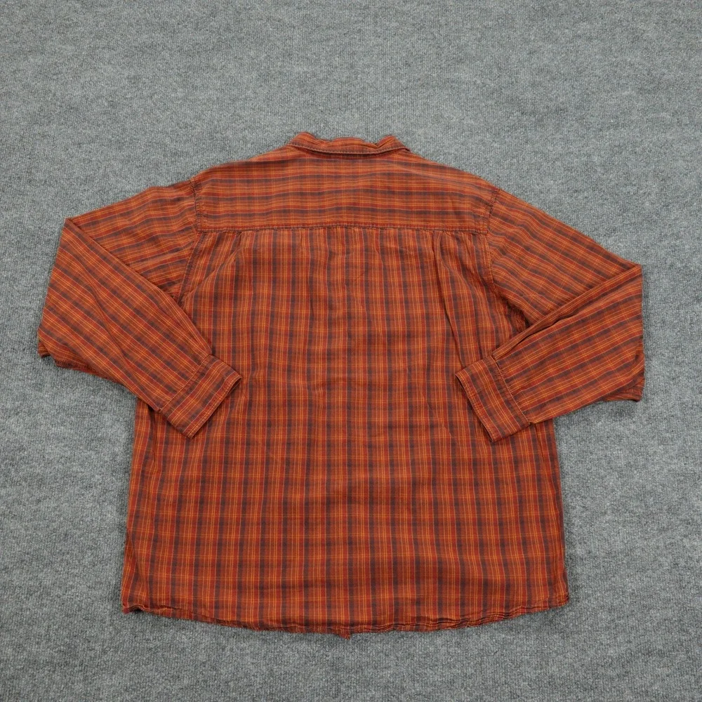 The North Face Shirt Mens XL Orange Plaid Long Sleeve Button Front Cotton Pocket